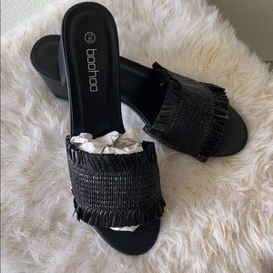 Black fringe Heels